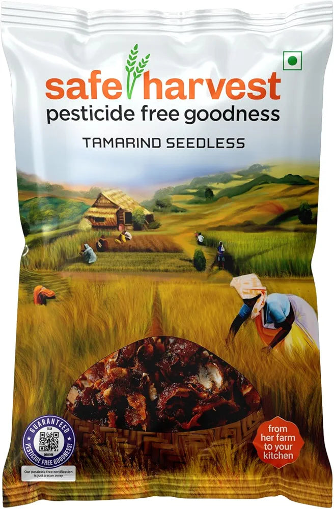 Safe Harvest Pesticide-Free Seedless Tamarind | Seedless Emli | Soft & Delicious - 500grams