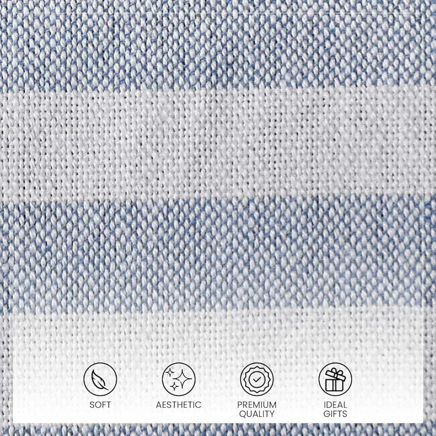 Sashaa World Striped Throw Super Soft & Breathable Bed Cover Blue & White