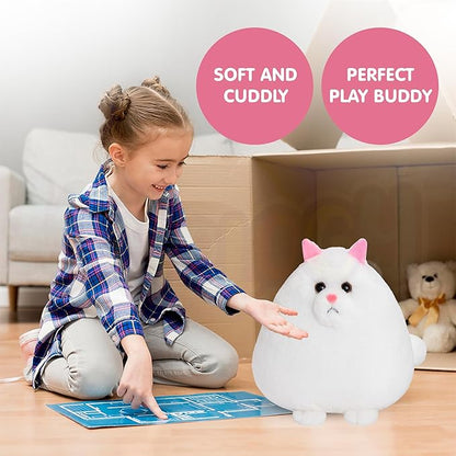 Kidology Giant Fluffy Persian Cat Plush Ultra-Soft Stuffed Animal for Kids 27cm White