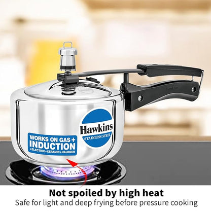 Hawkins 1.5 Litre Pressure Cooker Stainless Steel Inner Lid Cooker Induction Cooker Small Cooker Silver