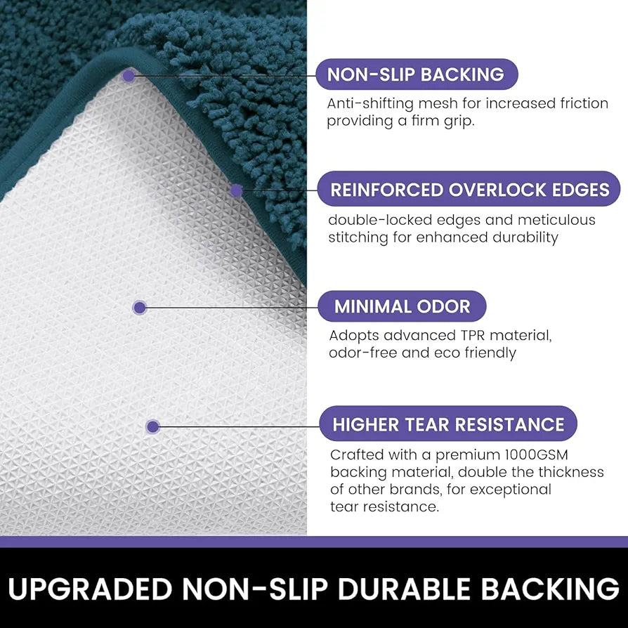 Luxe Home International Microfiber Anti-Skid Water Absorbent/Soaking Washable Rectangular Mat Colour Teal