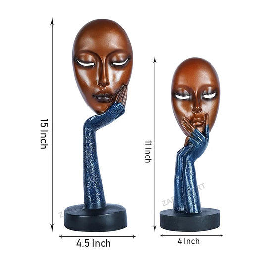 Zart New Brown Lady Face Handmade Showpiece