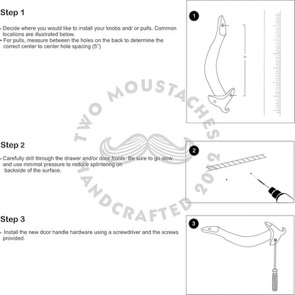 Two Moustaches 7 Inches Leaf Design Brass Door Handle Pair