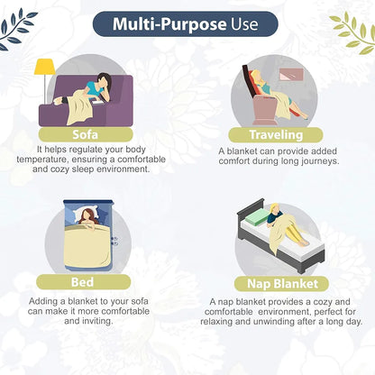 Divine Casa 120 GSM Microfiber Single Dohar Soft & Lightweight Throw Blanket Floral Pattern Colour Galaxy Blue & White