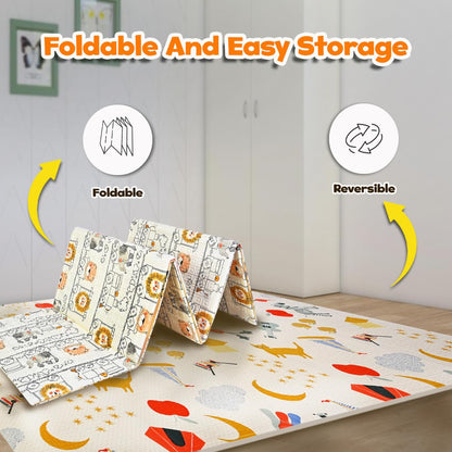Wembley Baby Play Mat Double Sided Waterproof Floor Mat Playmat for Kids Beige Colour