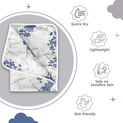 Divine Casa Floret 100% Cotton Single Kids Dohar 120 GSM Soft & Lightweight Throw Blanket Colour Grey Blue