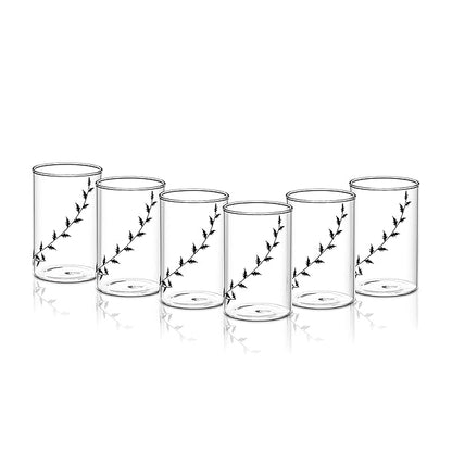 Borosil Vision Black Krip 295 ml Set of 6 Piece Transparent Drinking Glass