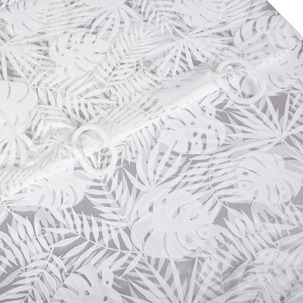 Kuber Industries Shower Curtain PVC Shower Curtain with Hooks Shower Curtain for Bathroom White