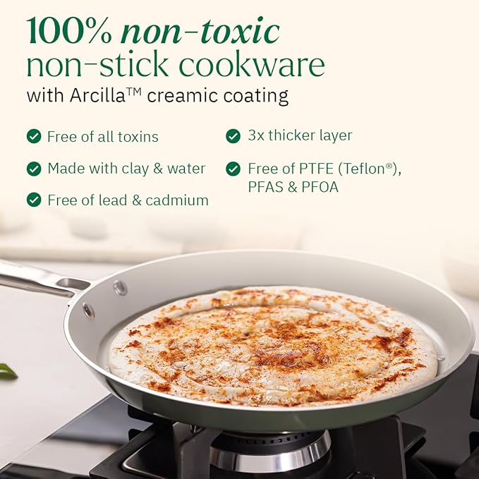 Ember Cookware Arcilla Ceramic Non Stick Dosa Tawa 28cm | Stainless Steel Handle | Terracotta