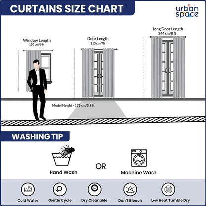 Urban Space Cotton Curtains for Door Combo Set of 3 Curtains 7 feet Long Room Darkening Curtain Tieback & Eyelets Included with Curtains Liberty Blue & Aura Indigo