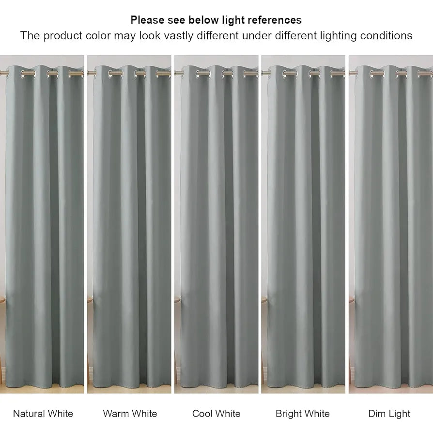 Cloth Fusion Blackout Door Curtains 9 Feet Long Set of 2 Room Darkening Parda Grey