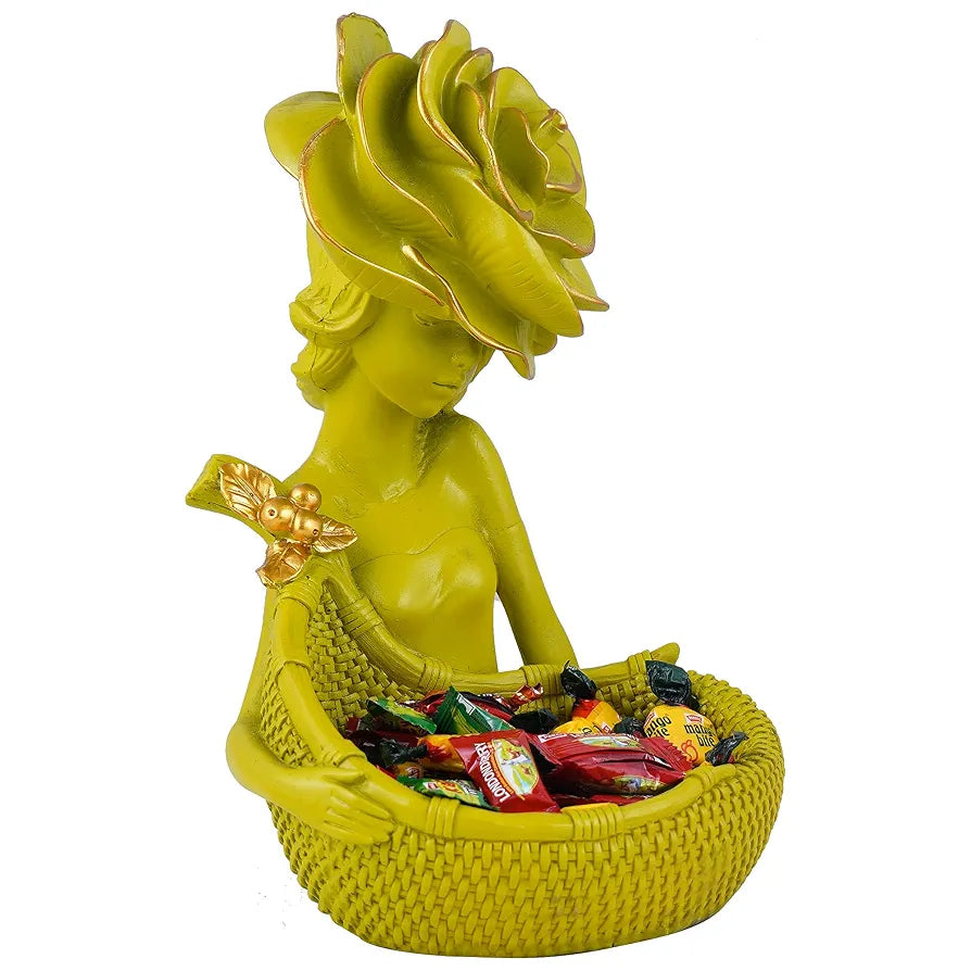 Zart Lady with Basket Showpiece for Home Decor Showpiece & Office Decor Showpiece