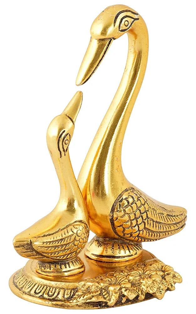 Webelkart Metal Kissing Duck Showpiece for Home and Office Decor