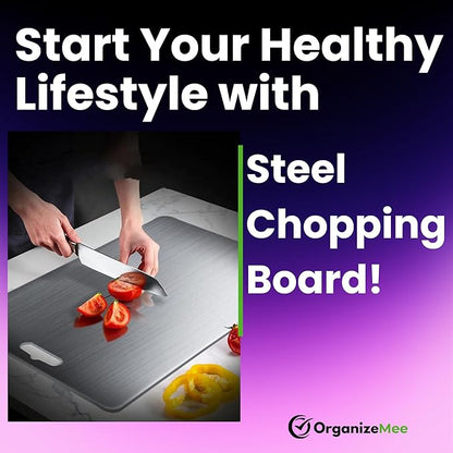 OrganizeMee Extra Large Steel Chopping Board for Kitchen 45 X 31.2 CM