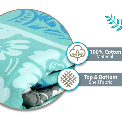 Divine Casa 120 GSM Dohar Single Bed Cotton Reversible Quilt AC Blanket for Winter Soft Light-Weight Bed Razzai Colour Blue and Grey