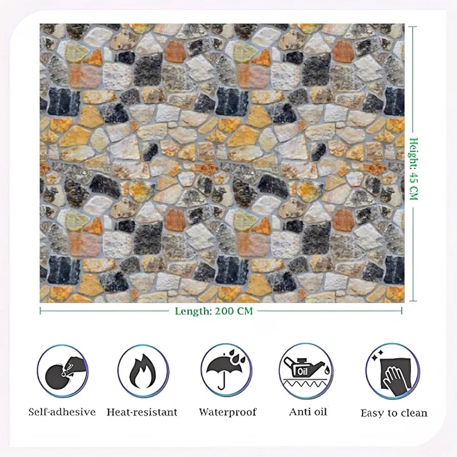 Jaamso Royals Self-adhesive Stone Wallpaper Brick Contact Paper Fireplace Kitchen Backsplash Peel-stick Wall Stickers  Stone Wallpaper