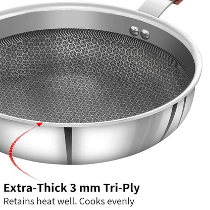 Hawkins 22 cm Frying Pan Triply Stainless Steel Shielded Nonstick Fry Pan