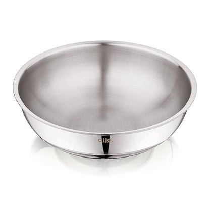 Allo Triply Stainless Steel Tasla Ideal Tasla for Curry Stir-Fry Deep-Fry Kadhai 20cm 1.5 litres