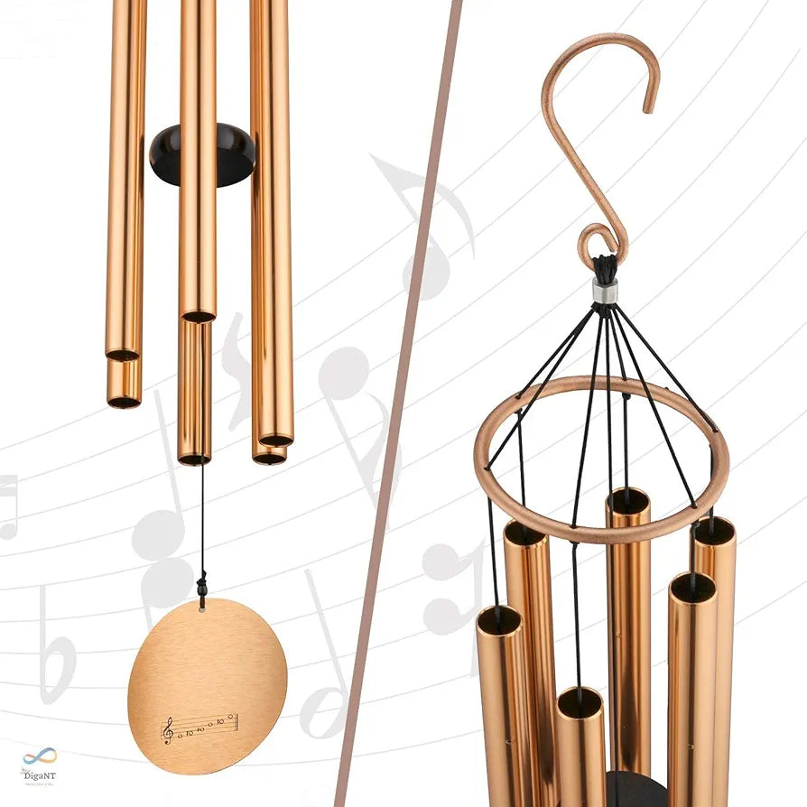 Melody Aureole Tuned Wind Chime 6 Pipes Aluminum Rose Gold 28 inches Long