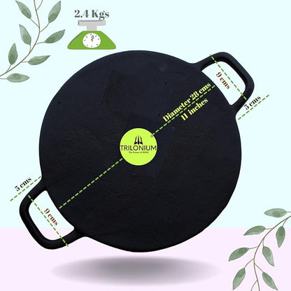 Trilonium Triple Seasoned Cast Iron Concave Roti Dosa Tawa 28 cms Weighs 2.5 kgs