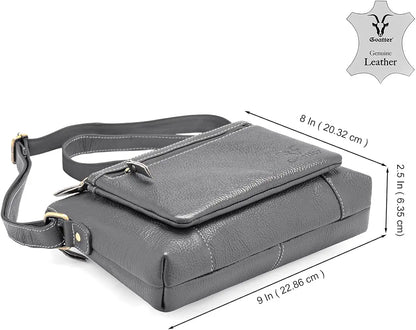 Goatter Genuine Leather 9" Inch Sling Cross-Body Bag For Women's