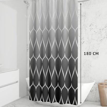 Homethreads Embrace Luxury with Our 6-Feet Long Premium Polyester Shower Curtain with 12 Hooks for a Lavish Bathroom Machine Washable Black