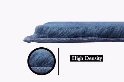 Luxe Home International Ruffle Bath Mat Rabbit Fur 1000 GSM Bathroom Door Rectangular Foot Mats 45X75 CmColour Blue