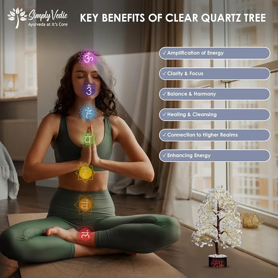 Simply Vedic Chakra Clean Quartz Crystal Tree