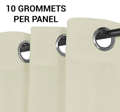 Cloth Fusion Cotton Feel Sheer Door Curtains 7 Feet Long Set of 2 Semi-Transparent Cream