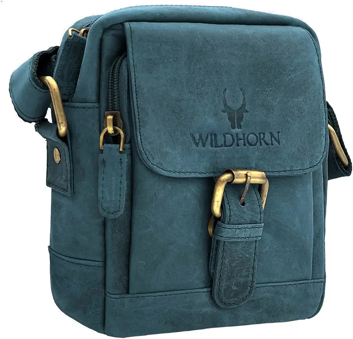 WildHorn Leather Sling Messenger Bag for Men I Multipurpose Crossbody Bag I Travel Bag with Adjustable Strap I Utility Bag I Dimension : L-6 inch W-2.7 inch H-8.5 inch