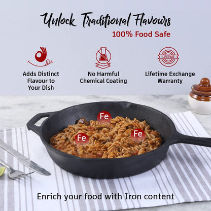 Wonderchef Forza Pre Seasoned 15 Cm Cast Iron Fry Pan | Black