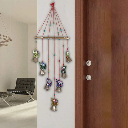 Heart Home Handcrafted Rajasthani Traditional Windchimes Wooden Wall Hanging Toran