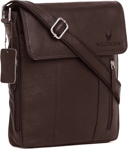 WildHorn Leather 11 inch Sling Messenger Bag for Men I Multipurpose Crossbody Bag I Travel Bag with Adjustable Strap 