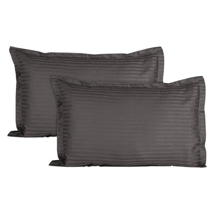 Aerohaven Glorious 210TC Striped Satin Cotton Pillow Cover Set Grey Colour