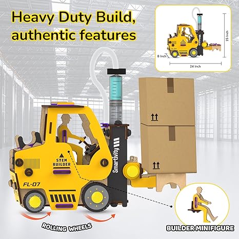 Smartivity Hydraulic Forklift Toy Car for Kids Construction Vehicle Birthday Gifts for Boys & Girls