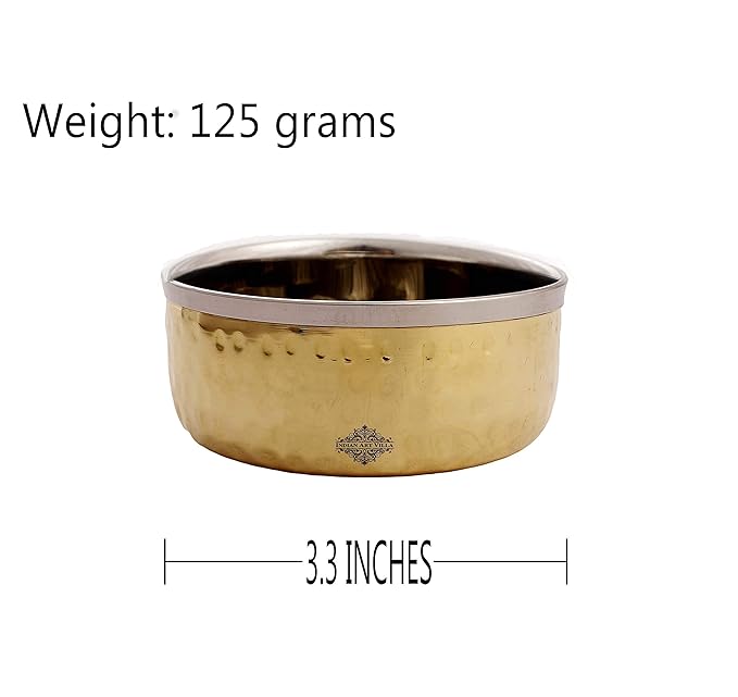 IndianArtVilla Brass Steel Katori Bowl | 145 ml 2 Pieces