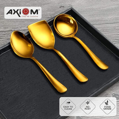 Axiom Stainless Steel Golden Serving Tools Set 6 Piece Heavy Gauge Non-Stick For Serving