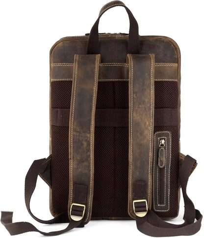 Goatter Men's Hunter Leather Backpack For 16 Laptop Office And Travel Camping Rucksack 