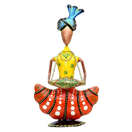 Kraftskala Metal Figurines for Home Decor Traditional Rajasthani Musicians Pack of 3