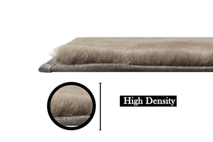 Luxe Home International Ruffle Bath Mat Rabbit Fur 1000 Gsm Bathroom Door Rectangular Foot Mats Rug 60X90 Cm Colour Taupe
