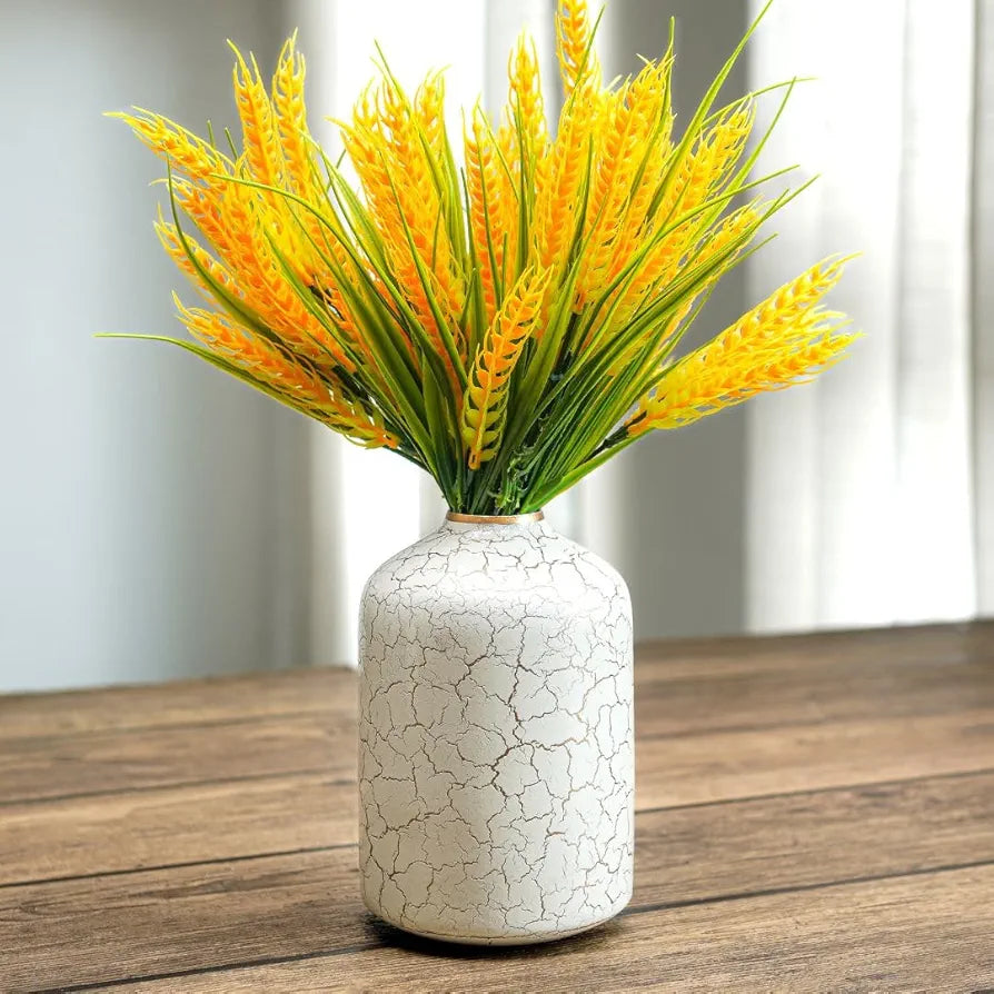 Behoma Metal Flower Vase Off-White Crackled Flowers not Included