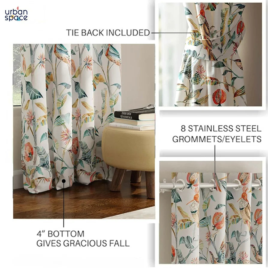 Urban Space Digital Printed Blackout Curtains for Door Bedroom Room Darkening Blackout Kids Decorative Curtains King Fisher