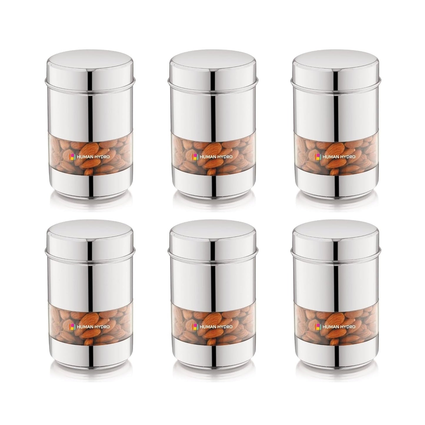 Human Hydro Stainless Steel Storage Containers - Set of 6 (500ml Each)