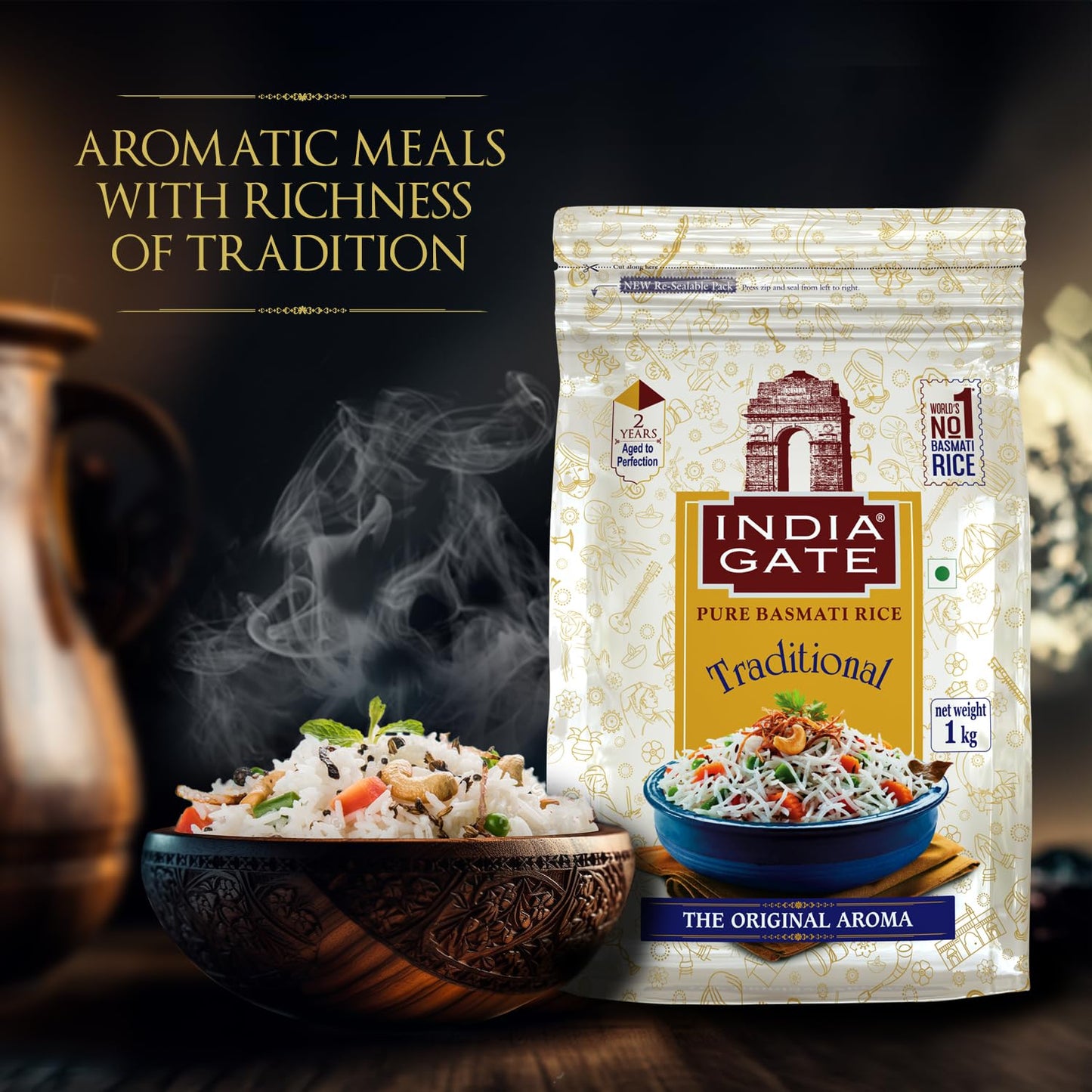 India Gate Traditional Pure Basmati Rice - 1000 gms