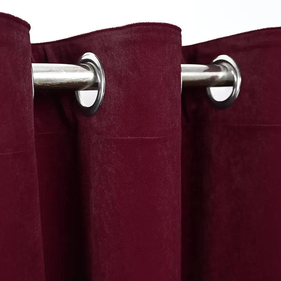 Divine Casa 7 Feet Velvet Blackout Door Curtain Premium Thermal Insulated Noise Reducing & Room Darkening Single Panel Colour Crimson (Pack of 1)