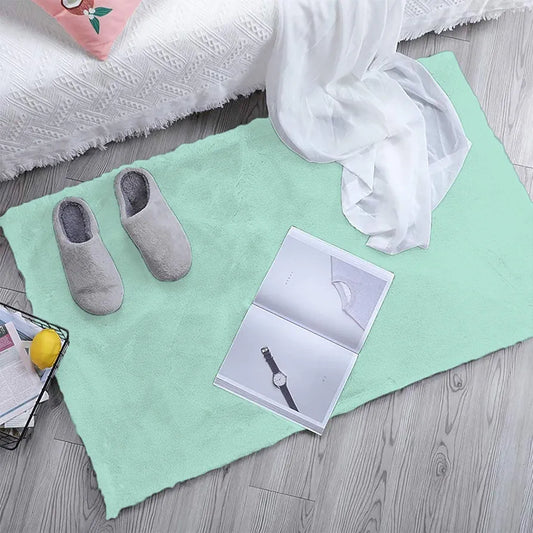 Luxe Home International Rectangular Bath Mat Super Soft Anti Skid Rabbit Fur  Bathroom Mats Colour Lime