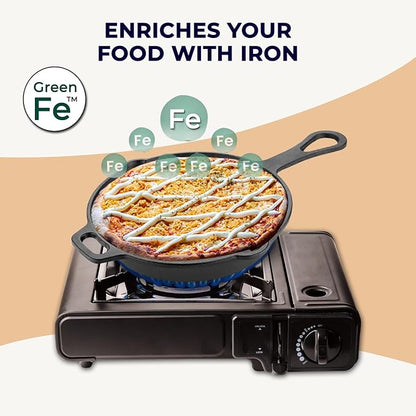 Avias Cast Iron Skillet with Handle Loha Deep Fry Pan 25cm 10 inches
