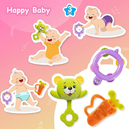 Ratna's Colourful Rattle Set for Toddlers | Perfect Rattle Sets for Little Hands | Happy Baby Rattle Set 3 Pieces