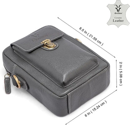 Goatter Genuine Leather Unisex Sling Cross-BodyBag Messenger Bag