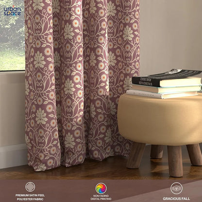 Urban Space Digital Printed Blackout Curtains for Door Bedroom Room Darkening Blackout Kids Decorative Curtains Mystic Wine